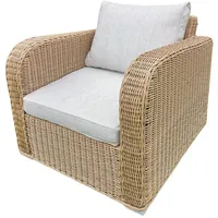 LebensWohnArt Loungesessel Lounge Sessel VITA rundes Polyrattan Natural