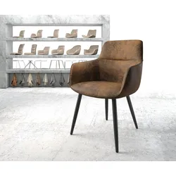 DELIFE Fauteuil Pejo-Flex brun antique 4-pieds conique noir, Chaises de salle à manger