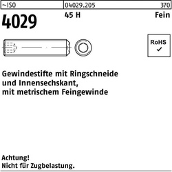 Schrauben, Gewindestift ISO 4029 Ringschneide/Innen-6-kant M 12×1 x 10 45 H Feingewinde (200 Schrauben pro Stück)
