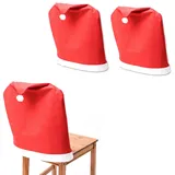 MARELIDA 2x Stuhlbezug Weihnachtsmütze Stuhlhusse Stuhlüberzug Weihnachten