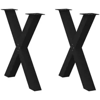 VidaXL Esstischbeine X-Form 2 Stk. Schwarz 70x(72-73) cm Stahl