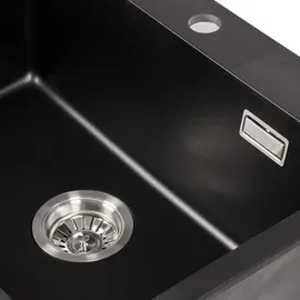 stabilo-sanitär Kingston rechts Einbauspüle granit schwarz Handbetätigung 600 x 450 mm
