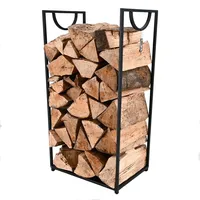 PTMD Kamin-Holz-Regal Holzscheitregal Schwarz Metall, - Schwarz