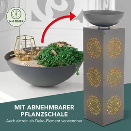 EasyMaxx LED-Dekosäule Metall 87 cm inkl. Pflanzschale Grau