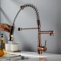 Wasserhahn Küche Feder Einzelgriff 2 Wasserauslässe Spültischarmatur mit Brause,Roségold