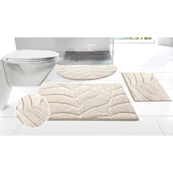 Badematte OTTO HOME "Epense, Badvorleger, Badezimmer Teppich, Duschmatte mit Blattstruktur" Gr. 4, beige (natur), H:10mm, Polyester, Badematten, Badematte, Badteppich, Uni, Blätter, Hoch-Tief, verschiedene Farben und Größen