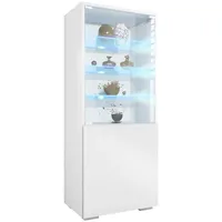 Vladon Vitrine, Weiß, 50x122.5x34.5 cm, Wohnzimmer, Wohnwände, Vitrinenschränke