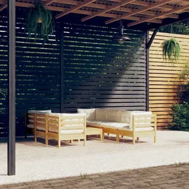 vidaXL Garten-Lounge-Set 8-tlg. creme Massivholz Kiefer