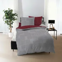 Traumschlaf Bettwäsche Uptown rubin - grau;rot