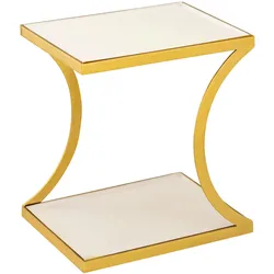 Beistelltisch Dekotisch eckig Sofatisch Tisch Metall gold Emaille