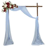 Lukery Hochzeit Vorhang Hochzeitsbogen, Querbehang Gardine Freihanddeko Himmelbett Vorhänge Stoff Tüll Transparent Voile Dekoration für Babyparty Party Hochzeit Geburtstag Taufe (30x236 inch,hellblau)
