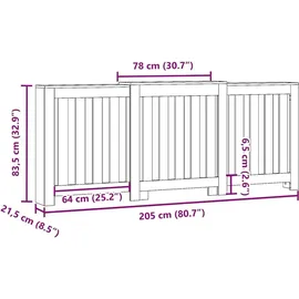 vidaXL Heizkörperverkleidung Schwarz 205x21,5x83,5 cm Holzwerkstoff