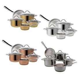 Echtwerk Topf-Set 8-tlg. 1 x Kochtopf 16 cm + 1 x Kochtopf 20 cm + 1 x Kochtopf 24 cm + 1 x Kasserolle 16 cm + 1 x Bratpfanne 24 cm