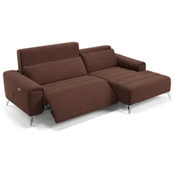 Stoff Ecksofa BELLA Polsterecke Sitzecke Relaxfunktion Sofa Couch - Braun