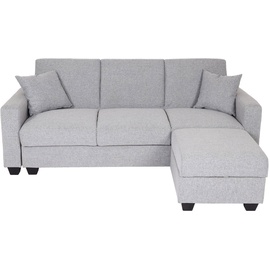 Mendler Sofa HWC-H47 mit Ottomane, Couch Sofa G√§stebett, Schlaffunktion Stauraum 217x145cm ~ Stoff/Textil hellgrau