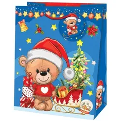 Weihn.Geschenktragetasche Kind Teddy 223-526 TL 33x26,7x13,7cm