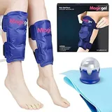 Magic Gel Kühlpad für Schienbein (Mit Roller und Stretchband) - Kühlpack gegen Schmerzen - Coolpack für Kältetherapie - Kühlkompresse mit Kühlakku Gels