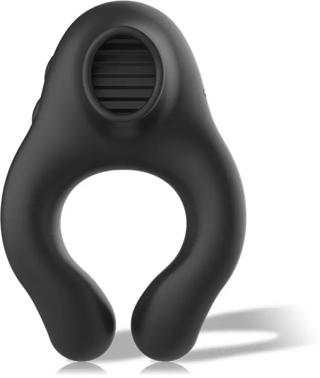 BLACK&SILVER - VIBRATORRING AUS SILIKON, 3 MOTOREN, WIEDERAUFLADBAR, SCHWARZ