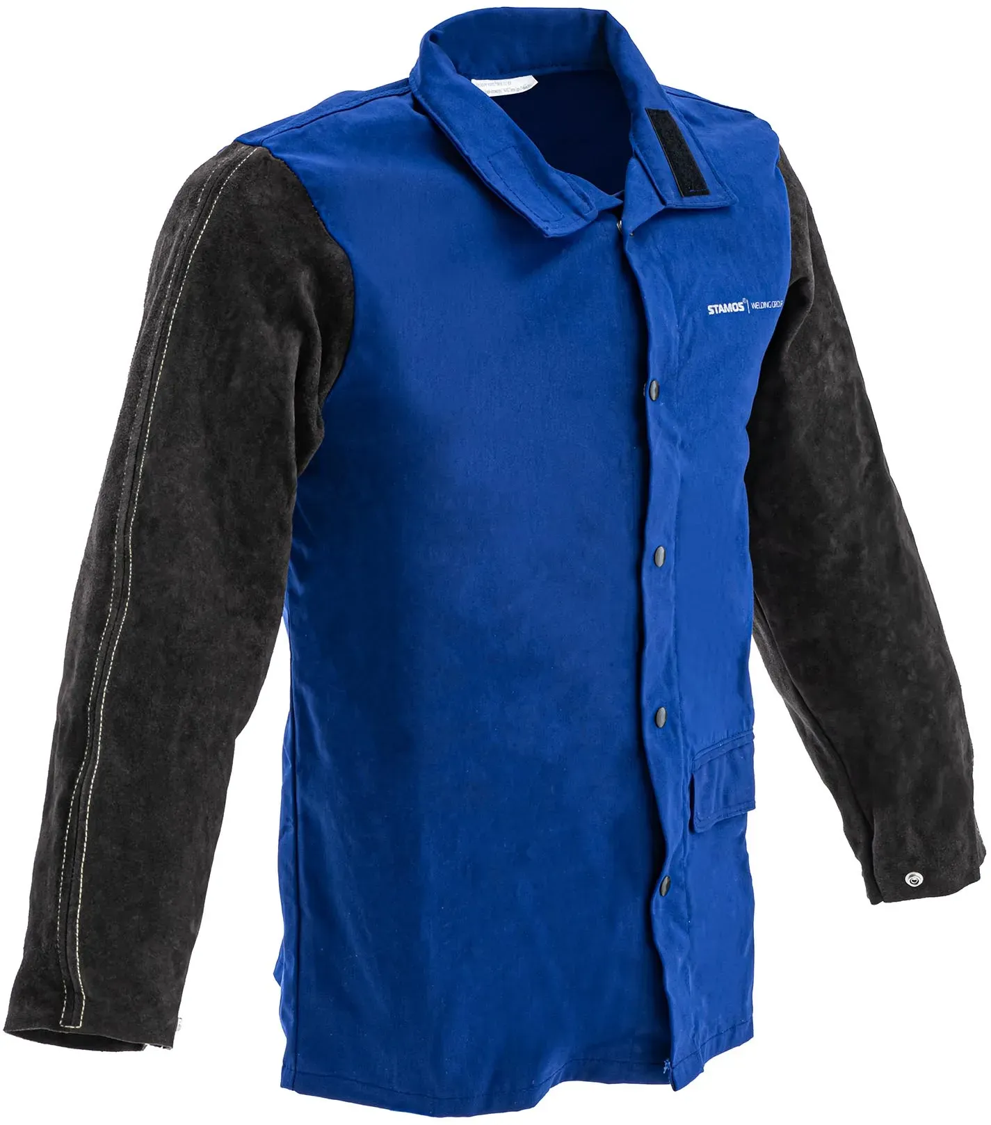 Stamos Welding Group Schweißerjacke aus Baumwollsatin / Rindspaltleder - Größe XXL - schwarz / blau SWJ04XXL