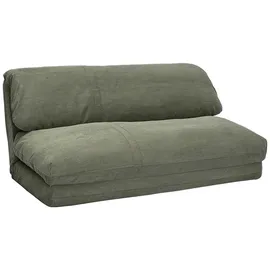 miliboo Zweisitzer-Schlafsofa aus khakifarbenem Samt-Cordstoff SPENCER