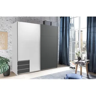 180 x 198 x 64 cm weiß/graphit mit Schubladen