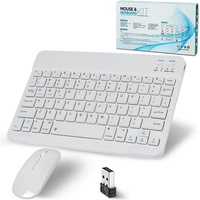 SRAYG Bluetooth Kabellos,Funk Mit 2.4GHz Tastatur- und Maus-Set, Mini Tastatur Ultra-Dünn Wireless Tastatur Maus Set für iPadMac,Laptop weiß