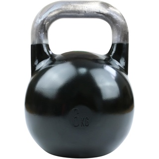 TITAN LIFE PRO Kettlebell Steel Competition 6kg. Schwarz. Professionelle Kugelhantel. Wettkampfeinsatz. Große Bodenfläche. Legierter Stahl
