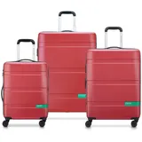 Delsey Paris x United Colors of Benetton Now Hardside 4-Rollen Kofferset 3 tlg. mit Dehnfalte red