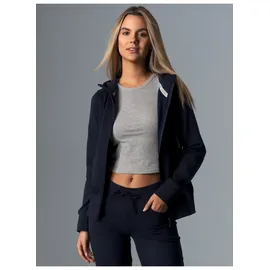 TRIGEMA Sweatjacke "TRIGEMA Kapuzenjacke", Damen, Gr. S, blau (navy), 50% Baumwolle, 50% Polyester, casual, Sweatjacken
