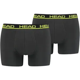 Head Herren Boxershorts im Pack - Basic, Baumwoll Stretch, einfarbig Anthrazit/Gelb XL