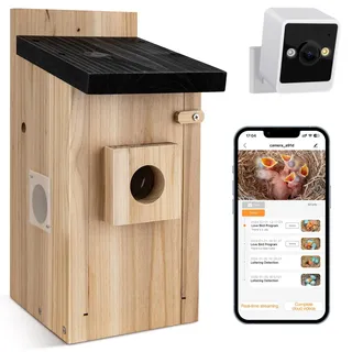 RAINBEAN Bird House with Camera,Nistkasten mit Kamera, 4 Millionen Pixel Outdoor-Vogelhaus-Kamera, Echtzeitbeobachtung des Nestbaus und der Brut von Vögeln, AI-Erkennung des Vogelverhaltens, DIY