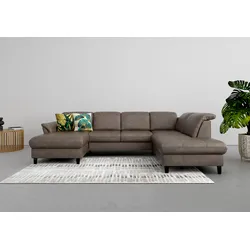 Wohnlandschaft SIT & MORE "Maggiore U-Form", braun, B:312cm T:224cm, 100% Polyester, Sofas, wahlweise mit Kopfteilverstellung, Bettfunktion und Stauraum