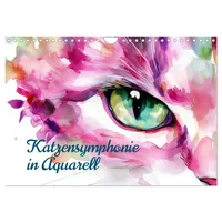 Calvendo Katzensymphonie in Aquarell (Wandkalender 2026 DIN A4 quer),