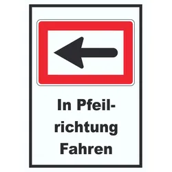 In Pfeilrichtung fahren links Symbol und Text A2 (420x594mm)