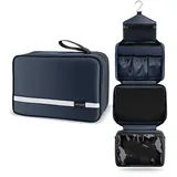 Carttiya Kulturbeutel zum Aufhängen, Kulturbeutel Herren Damen, Kosmetiktasche Groß Waschtasche Reise Waschbeutel Cosmetic Bag Makeup Tasche Kulturtaschen Toilettentasche mit Haken (Dunkelblau)