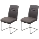 chefgastro Esszimmerstuhl Stoff Grau-Braun 2er Set