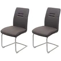 chefgastro Esszimmerstuhl Stoff Grau-Braun 2er Set