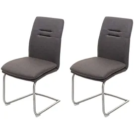 chefgastro Esszimmerstuhl Stoff Grau-Braun 2er Set
