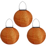 Youning Solar Lampions Außen Wetterfest, LED Solar Lampion Garten Laterne, Papier Laterne Lampenschirm Lampion Runde Laterne Papierlampions zum Dekorieren 20cm (3pcs Orange)