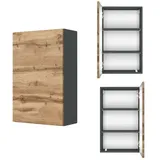 Lomadox Hängeschrank Badmöbel 40 cm LAURIA-03 in Graphitgrau mit Wotaneiche Nb., BxHxT: ca. 40x64x20 cm