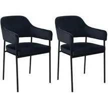 Svita Scarlett 2er Set Esszimmerstühle Armlehnstuhl Polsterstuhl Samt Schwarz