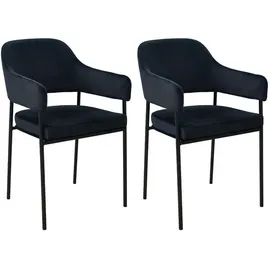 Svita Scarlett 2er Set Esszimmerstühle Armlehnstuhl Polsterstuhl Samt Schwarz