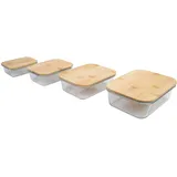 Testrut axentia Glas Frischhaltedosen-Set, transparent, holzfarben, 4-teilig