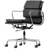 Vitra Bürodrehsessel Soft-Pad Leder Premium F schwarz, Designer Charles & Ray Eames, 81.5-92.5x58x57-65 cm