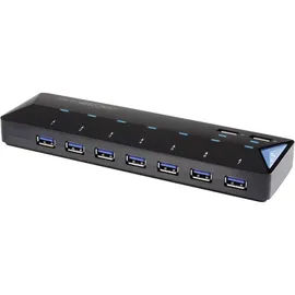 Renkforce RF-3806034 USB-Hub 7 Port USB-A USB 3.0 5 GBit/s mit Schnellladeport, mit Status-LEDs Schwarz