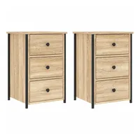 VidaXL Nachttische 2 Stk. Sonoma-Eiche 40x36x60 cm Holzwerkstoff