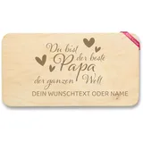 Frühstücksbrettchen Holz Natur - Du bist der beste Papa der Welt I Geschenk mit Namen I Weihnachten Geschenke Väter - 22x12 - Holz - vatertagsgeschenk brettchen vatertag brett papas vater