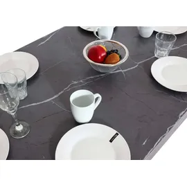 Mendler Esstisch HWC-L53, Tisch Küchentisch Esszimmertisch, Industrial Metall 140x80cm Marmor-Optik grau