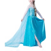 Tante Tina Eiskönigin/Schneeprinzessin Kostüm mit Spiral Stickerei und Schleppe - Blau - XS - Gr. 100 (92-98) - geeignet für Kinder von 2-3 Jahren
