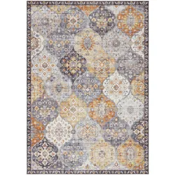 Teppich ELLE DECORATION "Kashmir Ghom" Gr. 33, gelb, B:120cm H:5mm L:160cm, Polyester, Teppiche, Orientalisch, Läufer, Kurzflor, Vintage, Wohnzimmer, Schlafzimmer